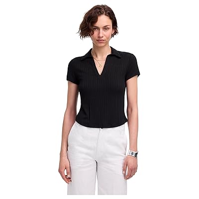 Madewell Low V Neck Short Sleeve Polo Women