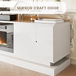 70" Cheminée TV Stand, Modern Entertainment Center pour les téléviseurs jusqu'à 80", TV Console avec armoires de rangement, console multimédia pour salon, 70IN blanc TV Restez debout et 36IN Cheminée noire