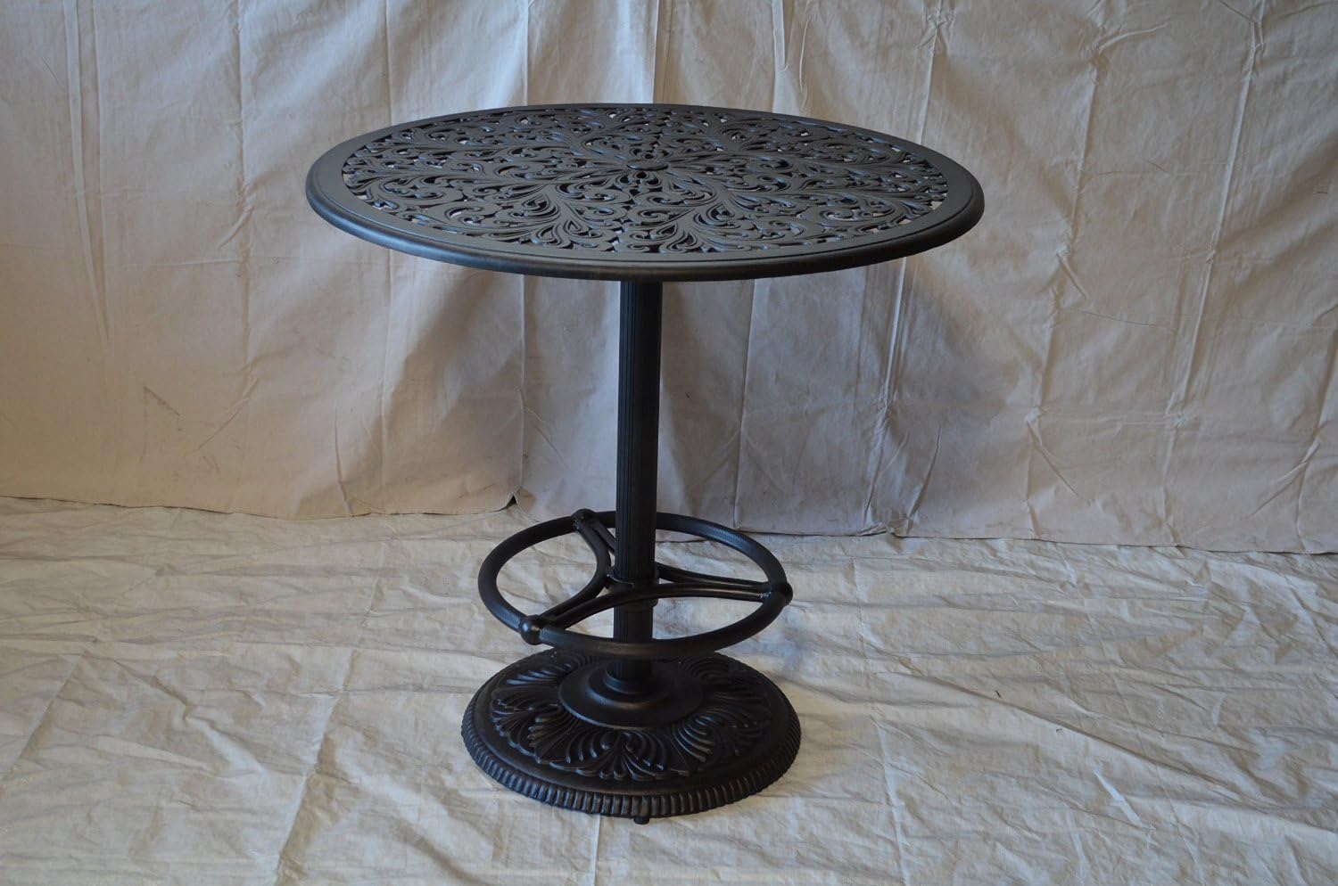 Elizabeth Cast Aluminum Powder Coated 5pc Bar Set with Walnut Cushions - Antique Bronze