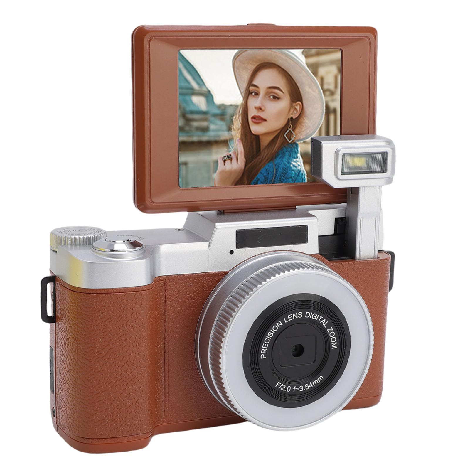 – 4K Digital Camera for Photography Autofocus, 64MP Camera with Flip Screen for YouTube, Compact Point and Shoot Cameras for Beginner, Selfie Cameras for Photography (Brown)