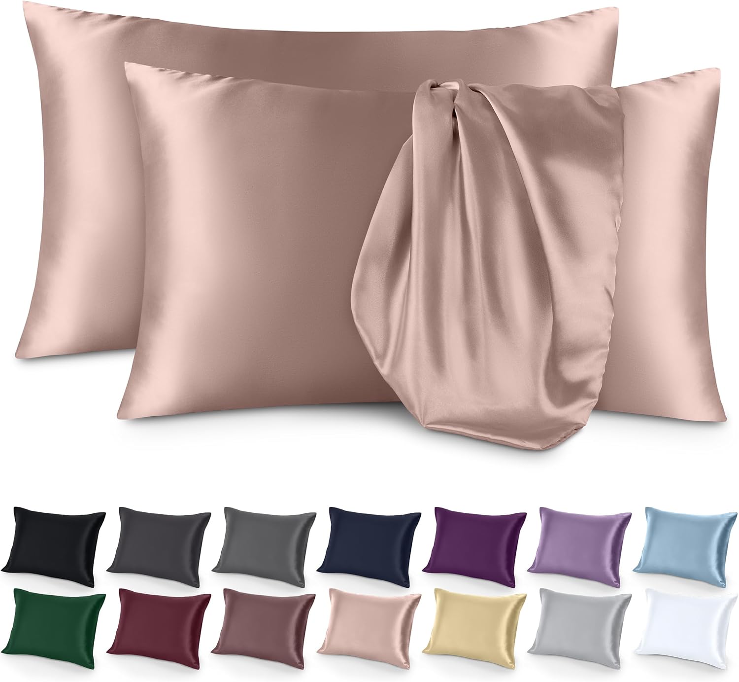 Bare Home Satin Pillowcases for Hair and Skin 2 Pack