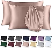 Vista 11 de Bare Home Fundas de almohada de satén para cabello y piel, paquete de 2 unidades estándar (20 x 26), fundas de almohada de lujo, cierre de sobre