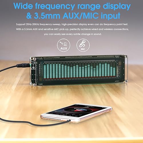 Miniatura 3 de Nobsound AK2515 Pro - Analizador de espectro de audio con pantalla VFD, entrada de micrófono y AGC avanzado, medidor de nivel de sonido preciso para