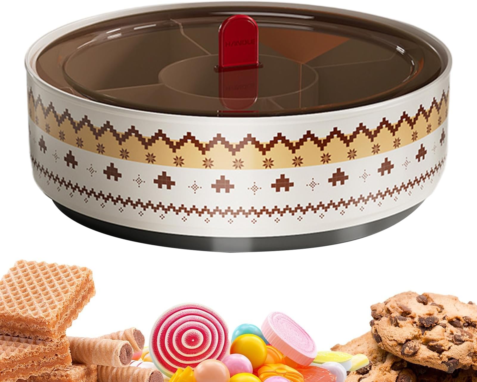 Fruit Platter,Rotating Divided Food Grade Retro Tableware with 5 Compartments - Fruit Platter Tray - for Snacks Candies Nuts Pistachios Watermelon Cherries Outdoor Eating