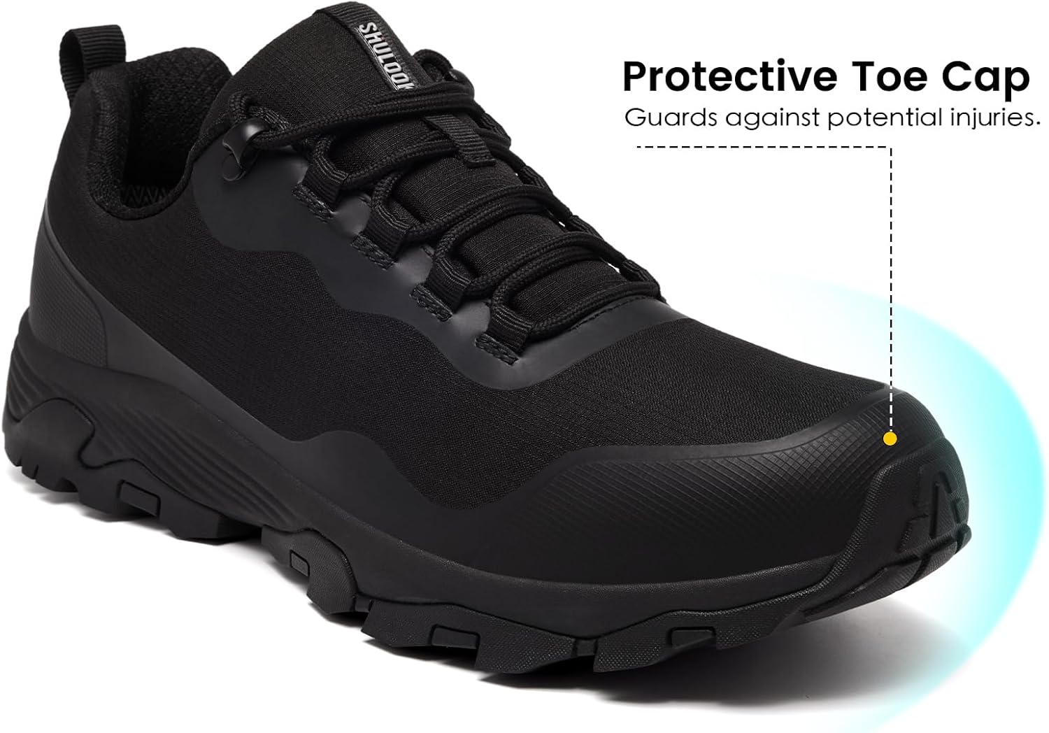 SHULOOK Waterproof Hiking Shoes for Men,Lightweight Anti-Slip Outdoor Trekking Shoe 13 Black image 5 of 5 B0G6C51WL8