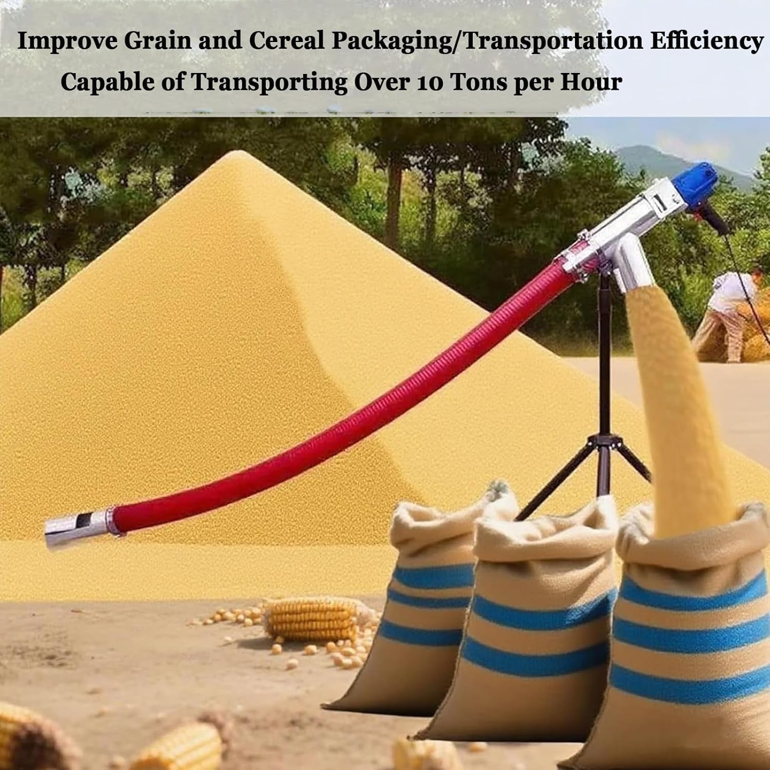 Transportador De Tornillo Industrial Portátil De 1500 W, Máquina De Succión De Cereales De 2 M, Con Boca De Alimentación De Acero Inoxidable, 100-200 Kg/min, De Bajo Nivel De Ruido, Para La