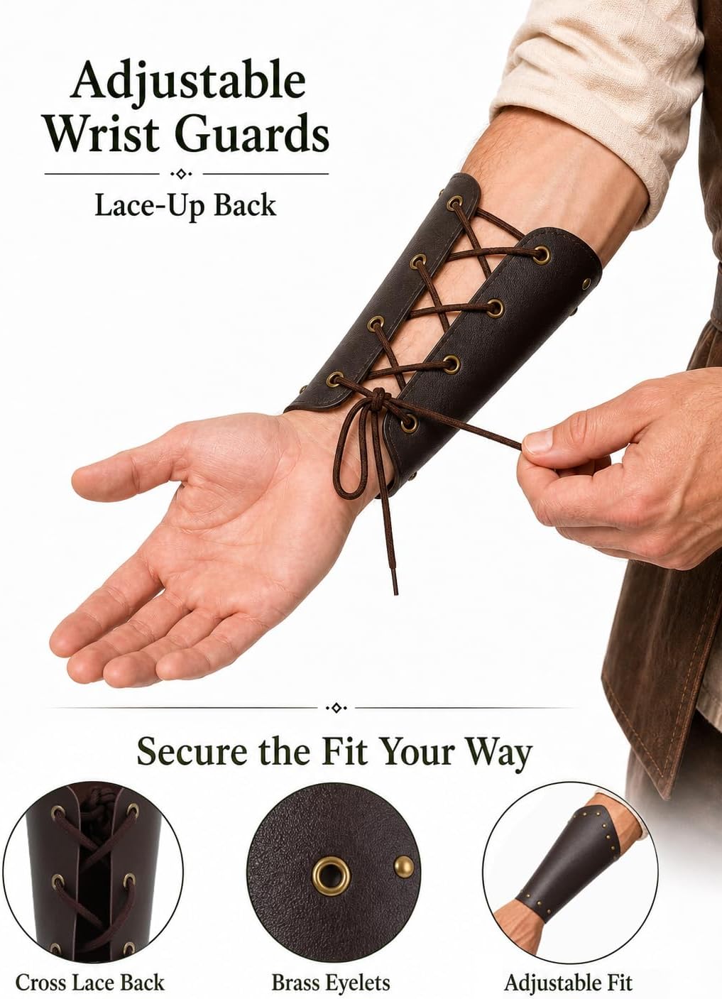  Medieval Hooded Cloak Set with Belt Bracers for Ren Faire thumbnail
