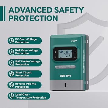 MPPT Solar Charge Controller- Charge Controllers for Solar Panels - 50V, 20 amp, 12/24-Volt