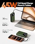 INIU 20000mAh Power Bank, 45W PD Fast Charging Portable Charger, 30% Smaller Battery Pack with USB-C Cable, Travel Phone Charger, Flight-Safe Powerbank for Hiking, Business Trip, Green