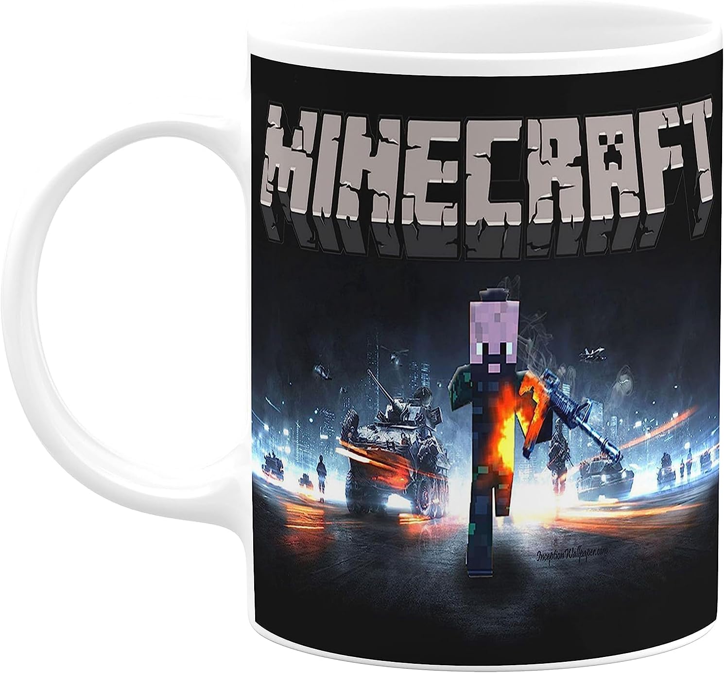 CRAFT MANIACS Minecraft Black Poster Printed White 330 ML Tea/Coffee Mug | Microwave & Dishwasher Safe