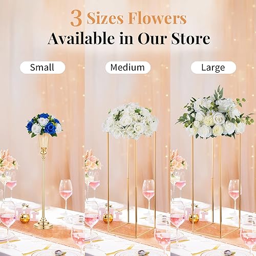Miniatura 9 de NUPTIO Juego de 10 jarrones de boda y 10 flores artificiales para centros de mesa de boda