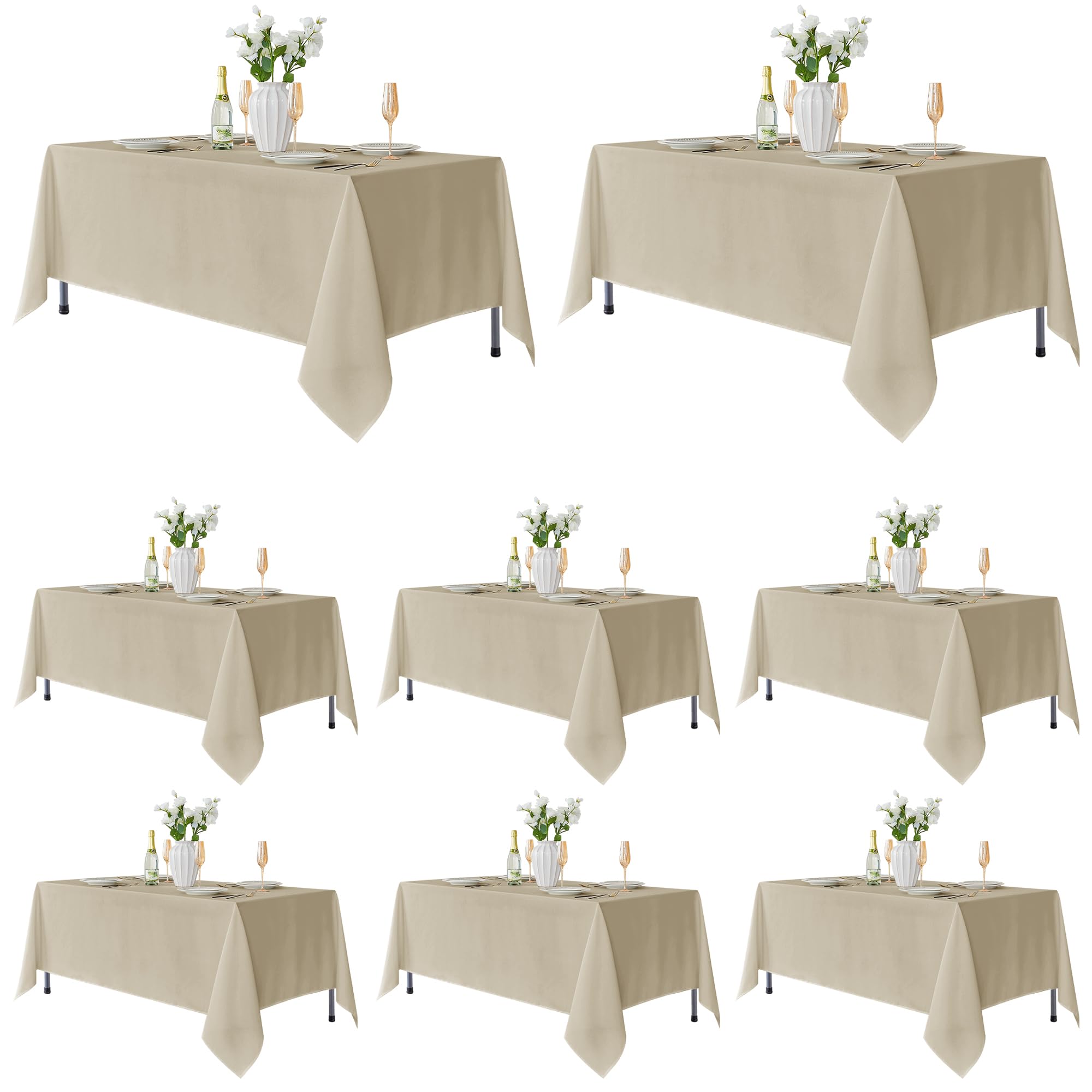 Fitable 8 Pack Nature Tablecloths 70x108 Inch for 6 Ft Rectangle Tables
