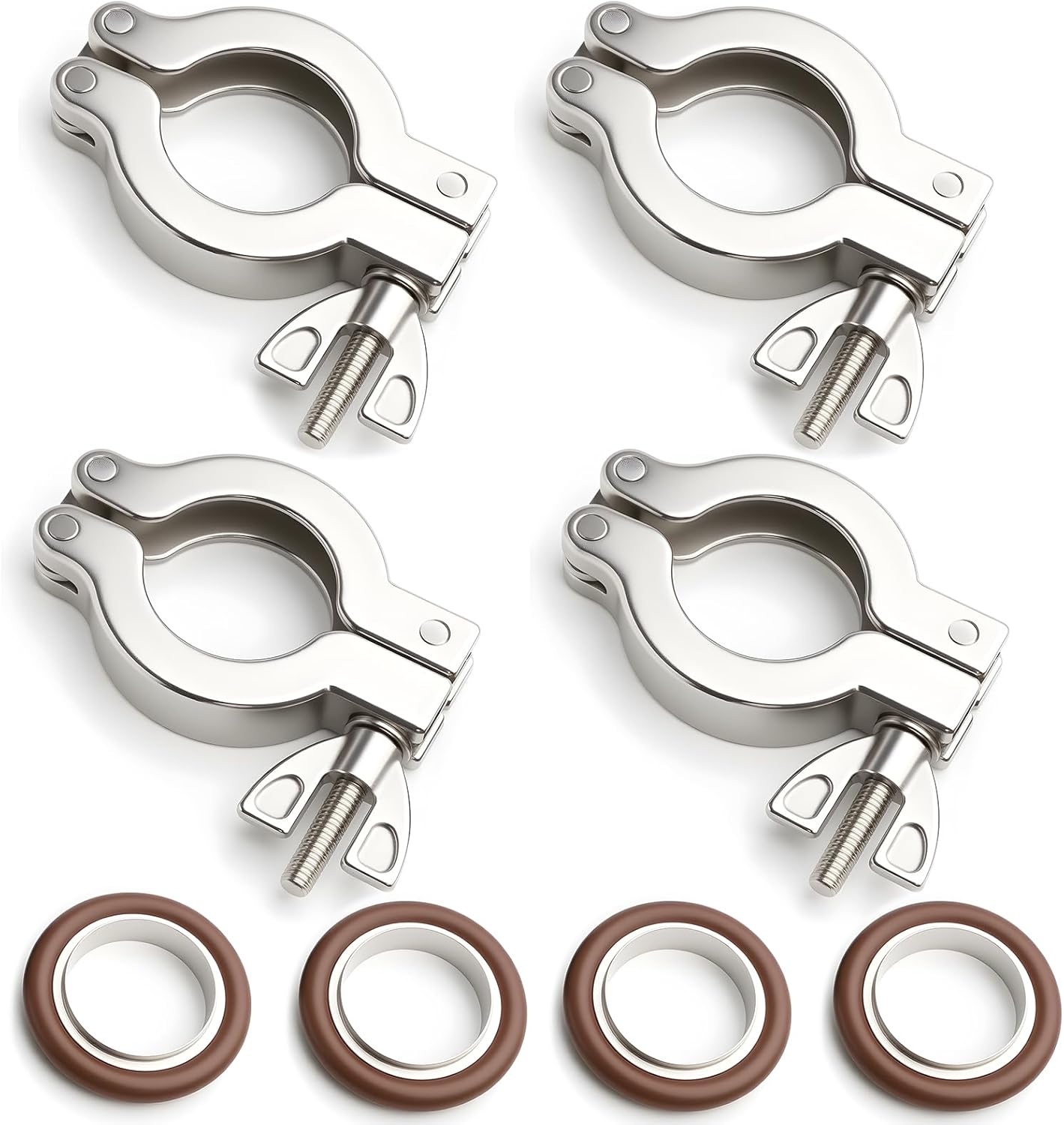 2pcs KF50 Stainless Steel 304 clamp with Stainless steel 304 Centering Ring KF50 with Quick Clamps O-ring