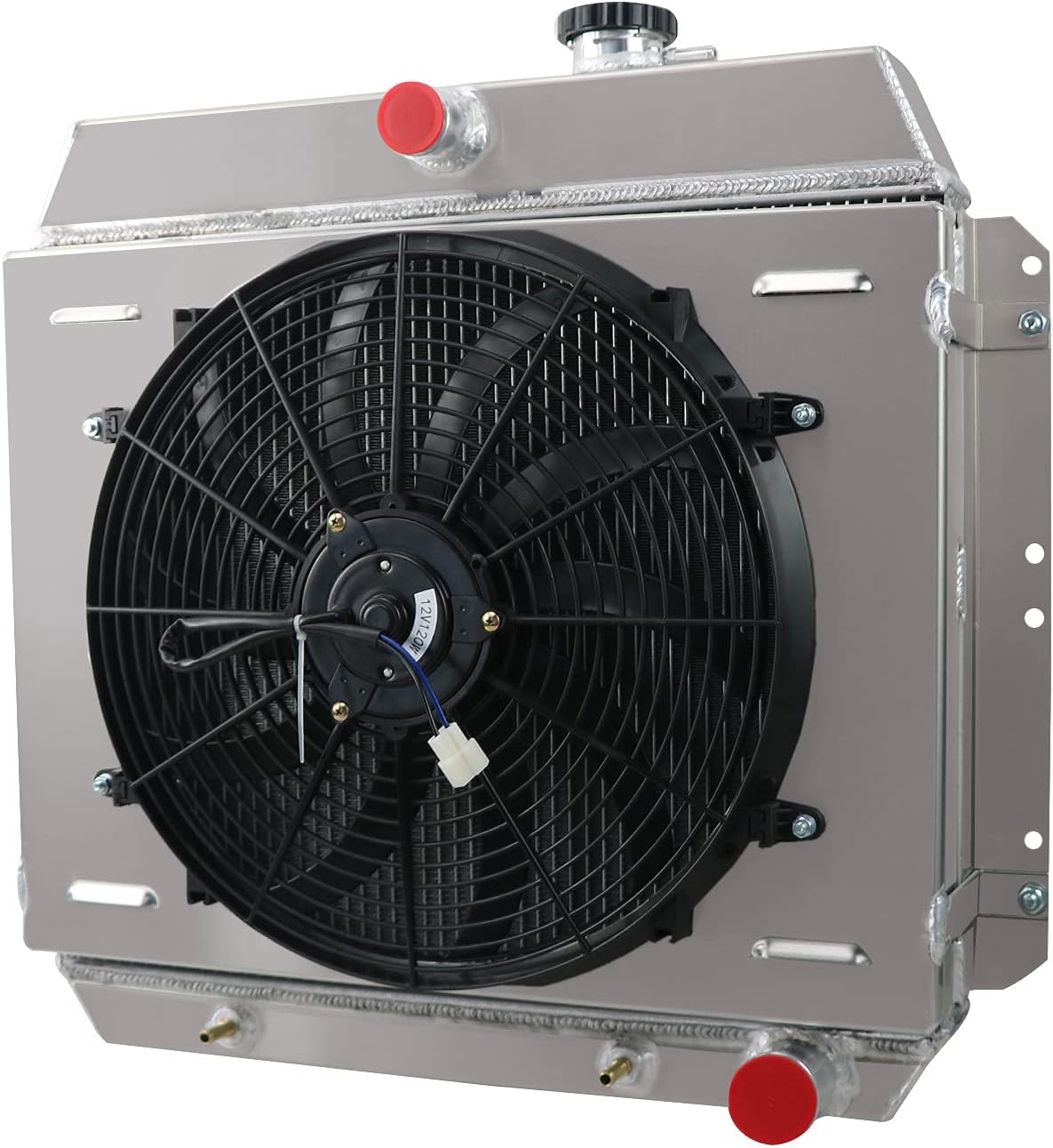 ALLOYWORKS 4 Row Aluminum Radiator + Shroud Fan + Relay for Chevrolet Sedan Bel-Air Fleetline 1949-1954