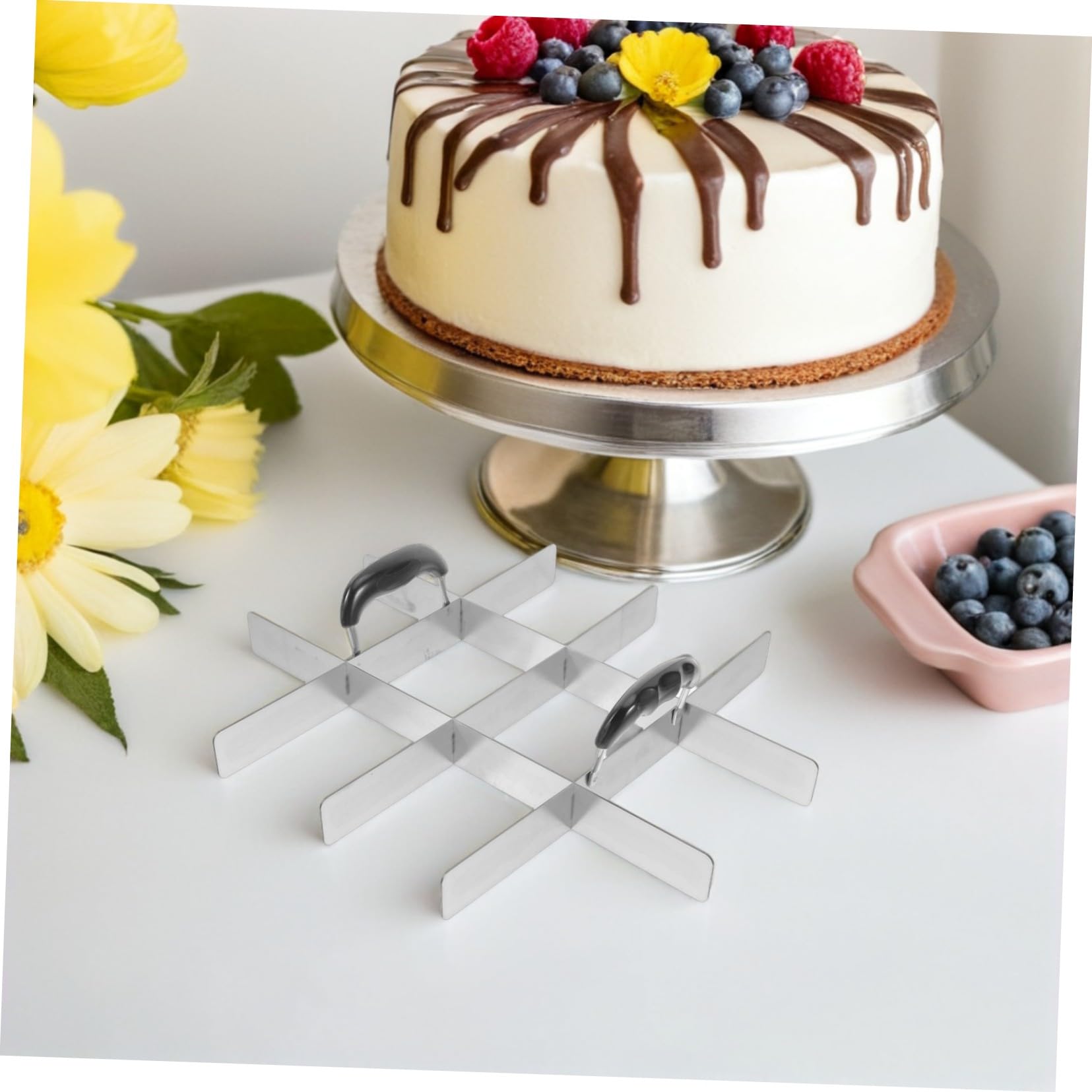 ERINGOGO Divisore per Torta in Acciaio Inox 2 Pezzi per Tiramisù | Torte e Riso, Misurazione a Sezioni Uguali, Facile Pulizia e Uso Casa o Laboratorio