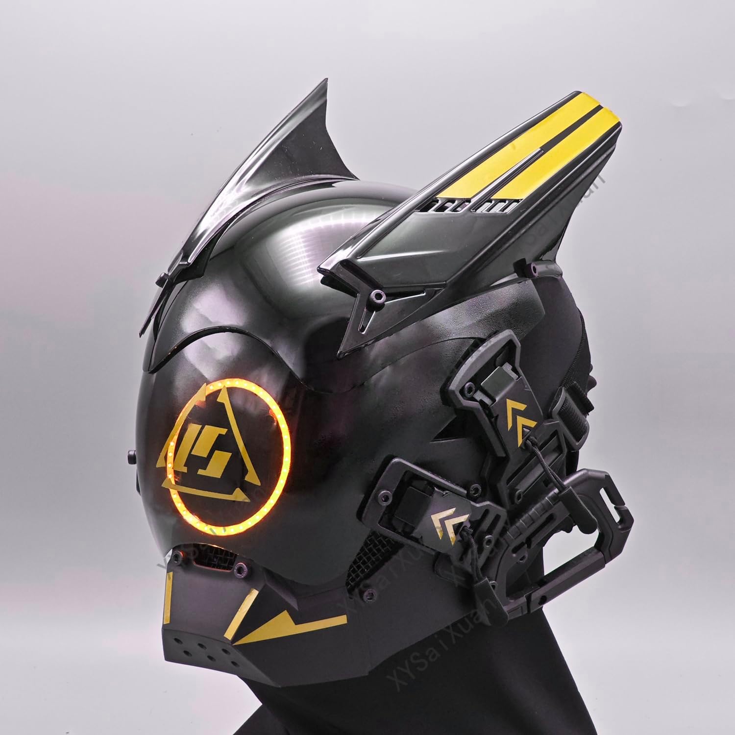 Punk LED Mask Mecha Samurai Cosplay Costumes Black Full Face Mask Halloween Party Luminous Cyber Mask Punk LED Mask Mecha Samurai Cosplay Costumes Black Full Face Mask Halloween Party Luminous Cyber Mask