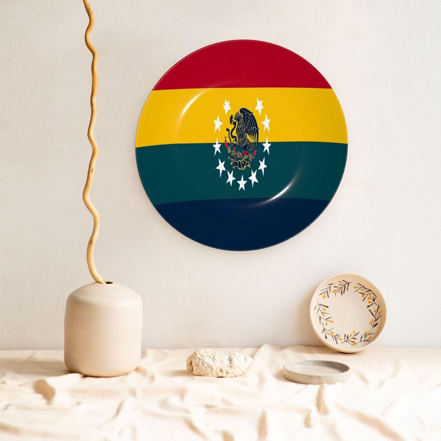 Decorative Plate Art Crafts Bone China Decorative Plate with Display Rack Souvenir Wall Decor Ceramic Ornaments Dinner Plates Ceramic Decoratives Plates for Home Office 10in