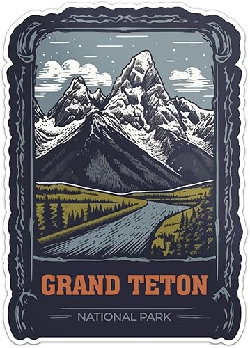 Grand Teton National Park - Calcomanía de vinilo impermeable para parachoques de automóvil, laptop, fundas de teléfono, botella de agua, pared y