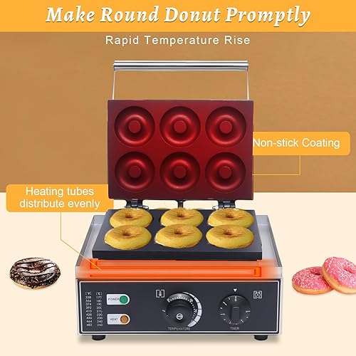 Miniatura 8 de Treliamd Máquina eléctrica de donas, máquina comercial para hacer panqueques, máquina para hacer panqueques, calefacción de doble cara, máquina