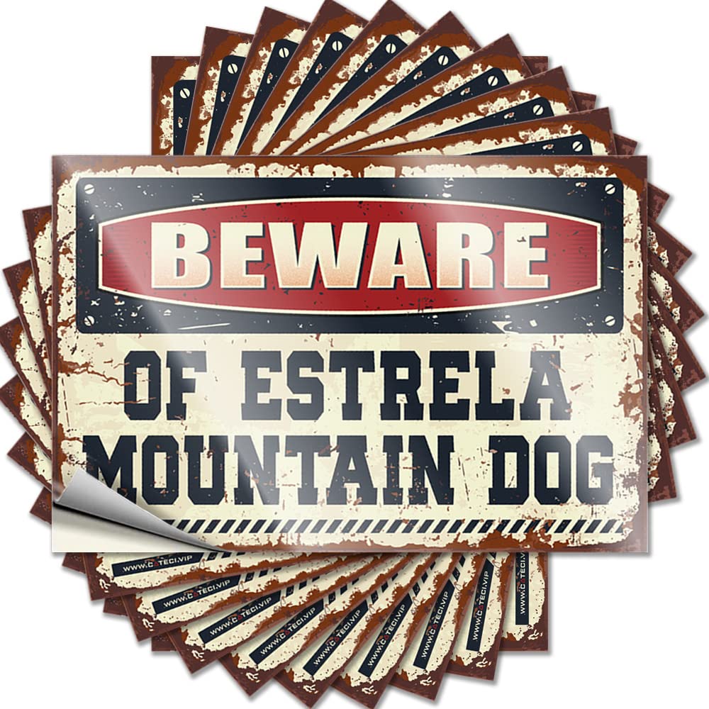 Fzfn Colour Farmhouse Porch Decor Smiley Face Lettering Sticker - Beware Of Estrela Mountain Dog Removable Decal Tumbler Easy Peel For Beer(6X9cm)