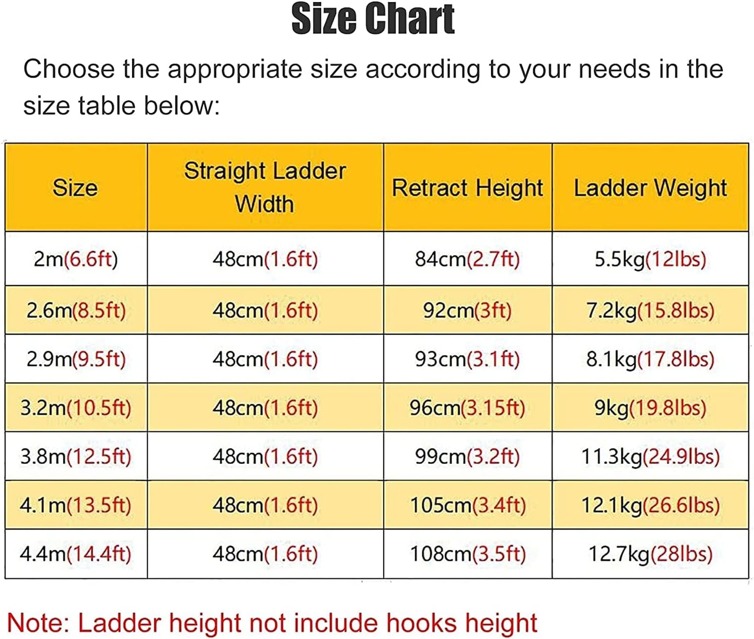 8.5ft/10.5ft/12.5ft Aluminum Telescopic Ladder， 2m/2.6m/2.9m/3.2m/3.8m Extension Telescoping Ladders with Hooks， Home/Attic/Trees/Poles (Size : 3.2m/10.5ft) Star of Light