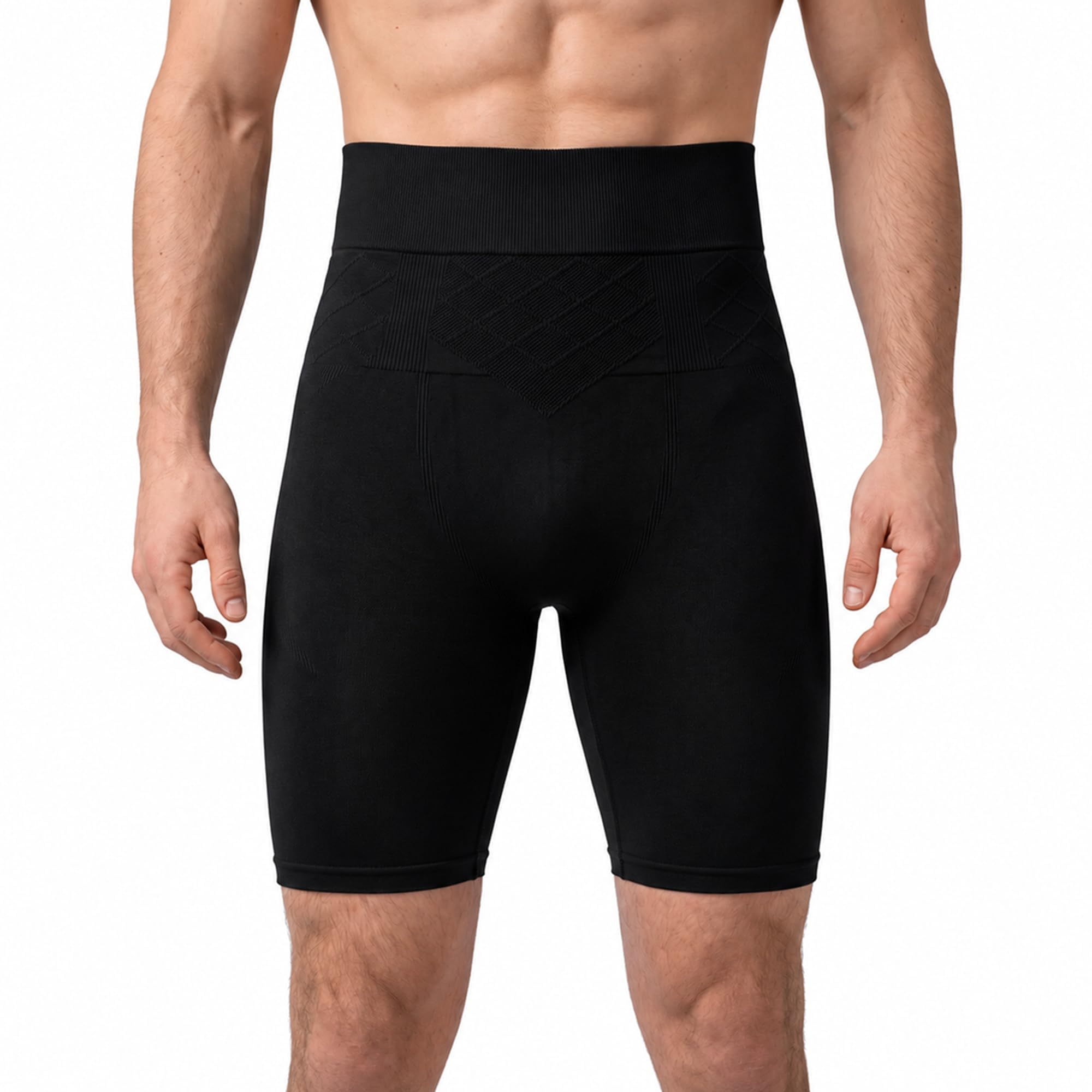 Men Compression Body Shaper Shorts with High Waist XL Black-image-24