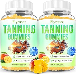 Tanning Gummies for Women & men, Tanning supplement with Astaxanthin, Lycopene & Beta Carotene for Skin Health & Glow, Vegan, Non-GMO, Mango Flavor, 120 Count