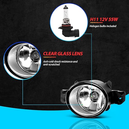 Miniatura 4 de Luces antiniebla para Nissan Altima 2007-2018, Maxima 2007-2014, Pathfinder 2013-2016, Versa 2012-2019, kit de repuesto Sentra 2004-2019 para Rogue