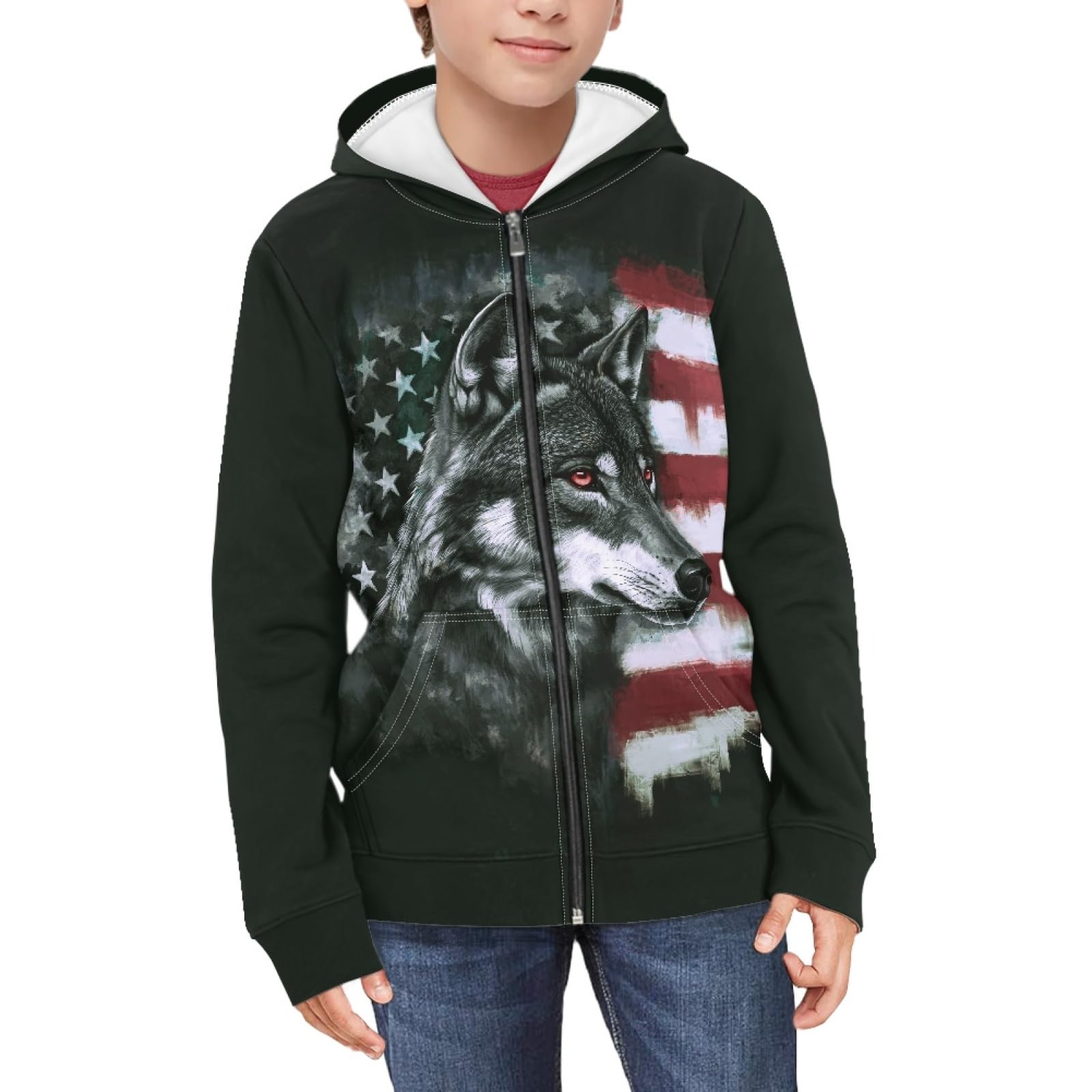 Suobstales Kids Soft Zip-Up Hoodie for Boys 6-16 Years Hooded Sweatshirt Fall Cardigan Jacket with Pockets