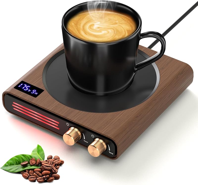 CEROBEAR Retro Coffee Mug Warmer for Desk, 50W Fast Heating Cup Warmer | Candle Warmer with 9 Temp Settings, Large Heating Plate, LED Lights,1-9H Timer, Auto Shut-Off & Memory Function, Coffee Gifts