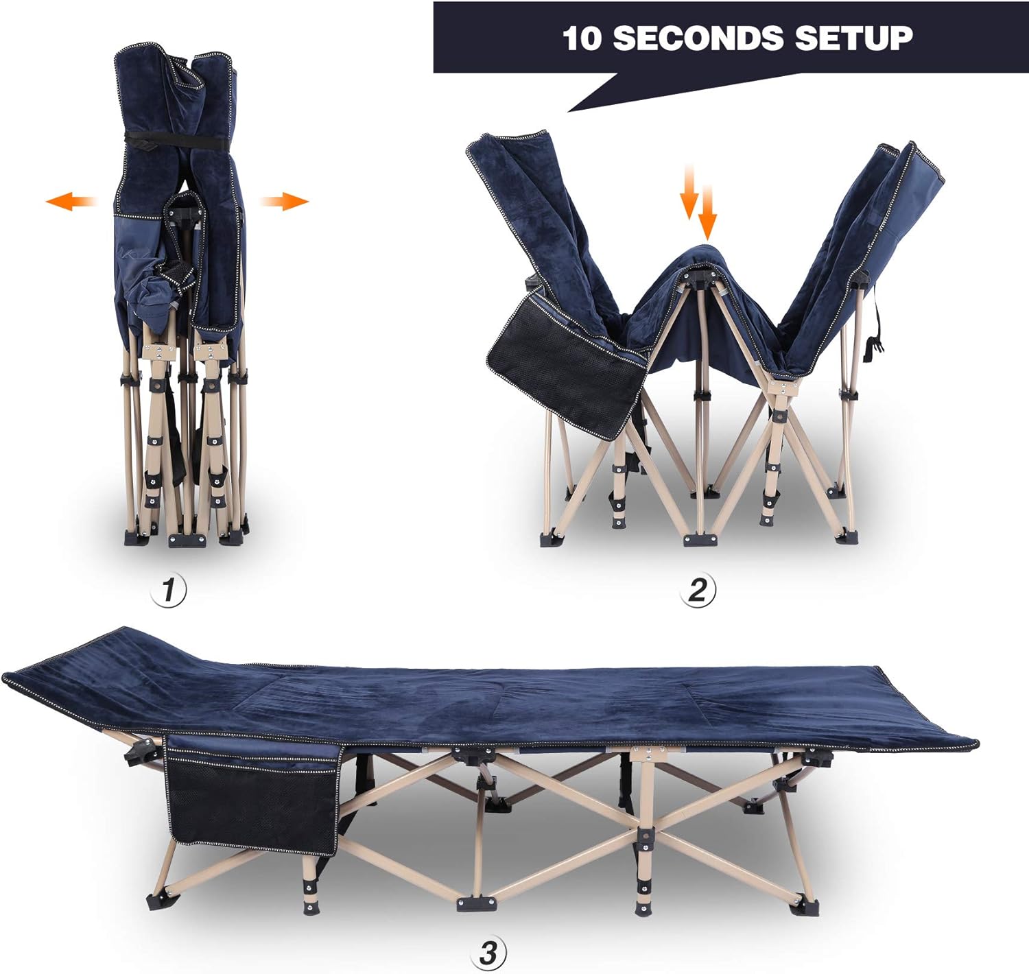 REDCAMP Folding Camping Cot with Pad for Adults, Heavy Duty Sleeping Cot Bed with Carry Bag, Travel Camp Cots Portable for Outdoor Home Office, Blue : Sports & Outdoors