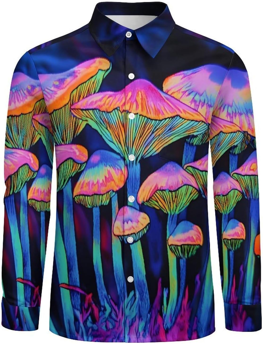 Mushroom Magic Long Sleeve Shirts Casual Dress Shirt Button-down T-shirts for Men