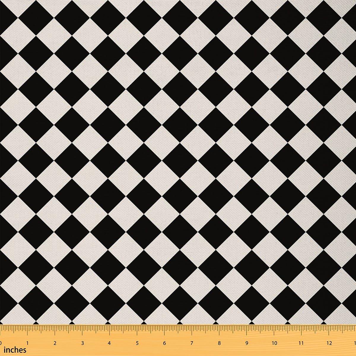Rhombic Lattice Fabric by The Yard, Square Pattern Decorative Fabric for Home DIY Projects,Modern Graphic Art Indoor Outdoor Fabric for Chairs Sofas,Black White DIY Crafts,1 Yard