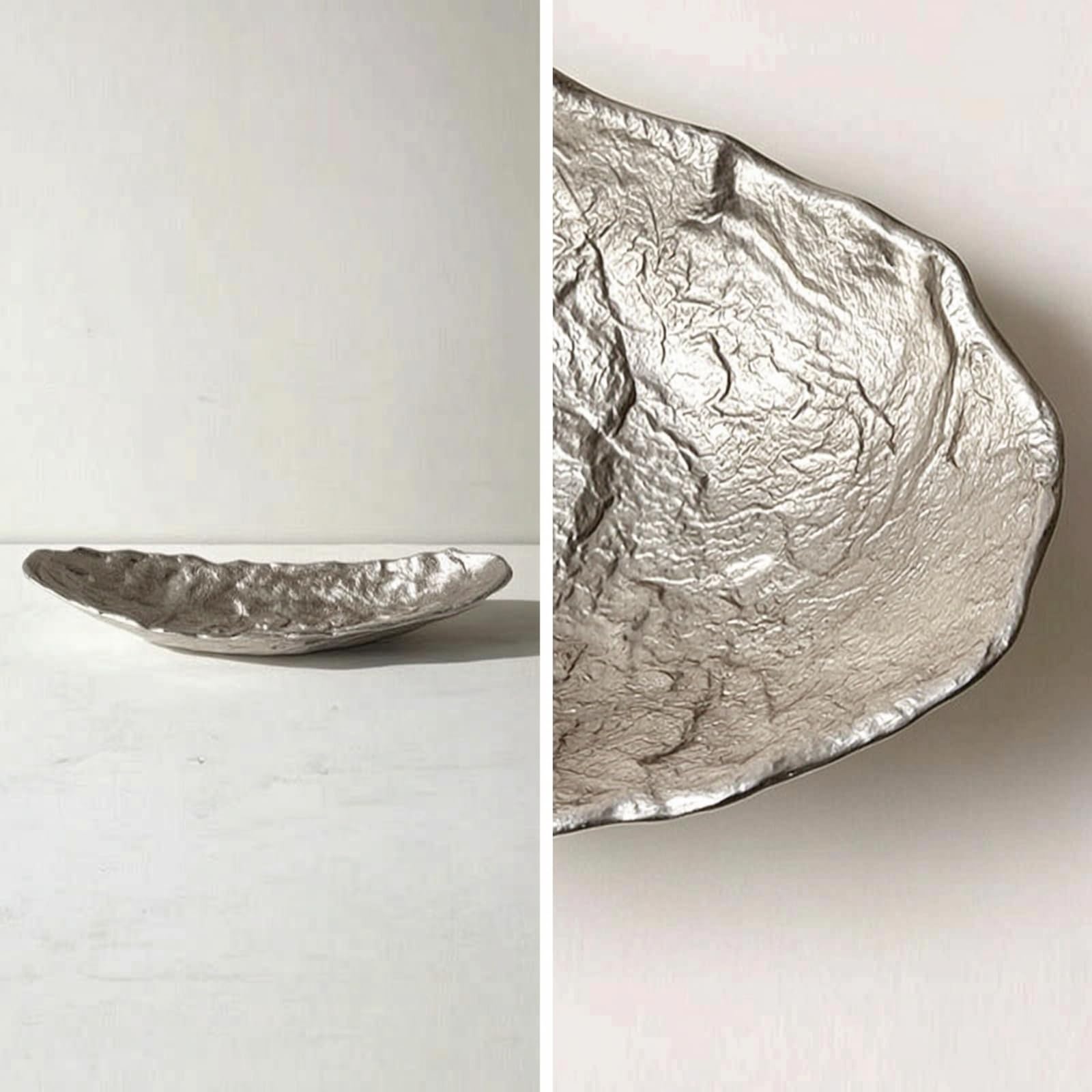 MagiDeal Plat Présentoir en Aluminium avec Extrémités Relevées pour Servir Olives et Lors Réceptions sur Table Centrale, Petit 53x14.5x10cm
