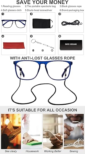 Miniatura 10 de OCCI CHIARI Gafas de lectura 1.25 ojo de hombre lector 1.0 1.25 1.5 1.75 2.0 2.25 2.5 2.75 3.0 3.5 4.0 5.0 6.0 negro