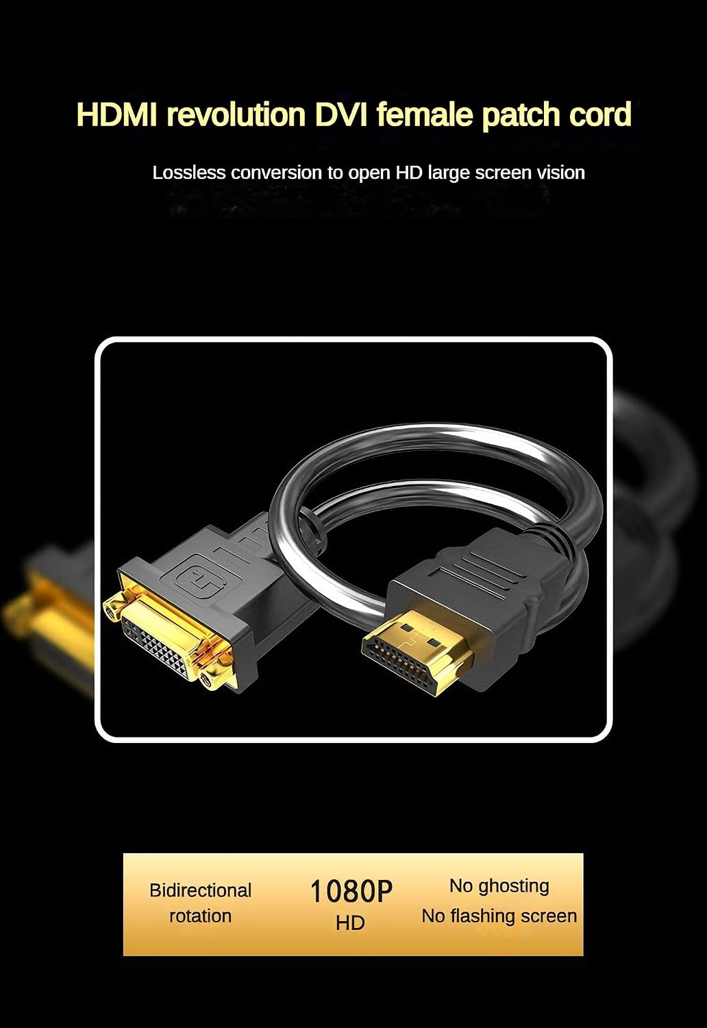HDMI to DVI Adapter(1ft), Bidirectional HDMI Male to DVI Female Converter with Dual Screw Nuts, Gold Plated 1080P HD Video Adapter for Monitor, PC, Laptop, PS5, Switch - 24+5 Pin, Compatible with 24+1