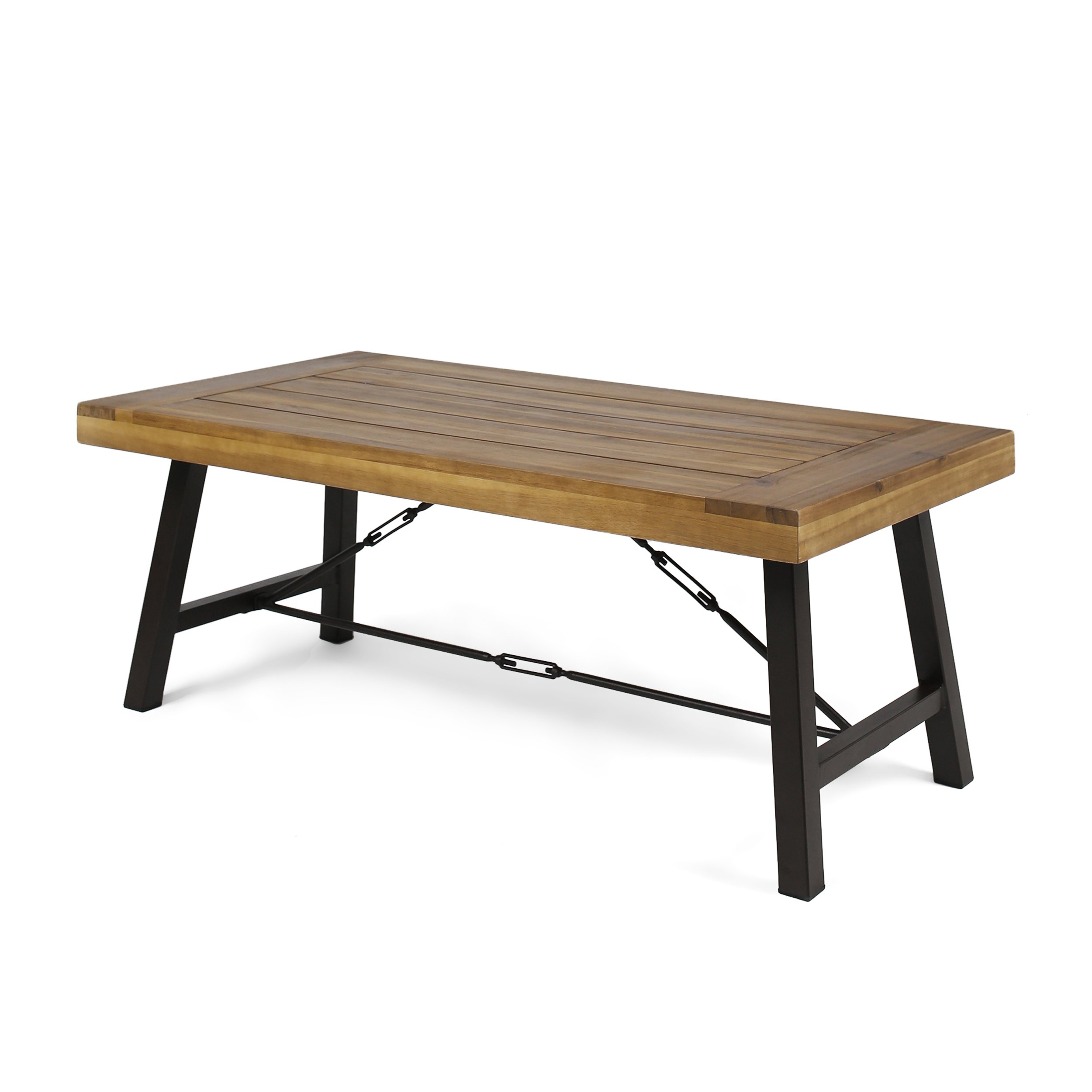Christopher Knight Home Catriona Outdoor Acacia Wood Coffee Table, Teak Finish / Rustic Metal Brown and Black