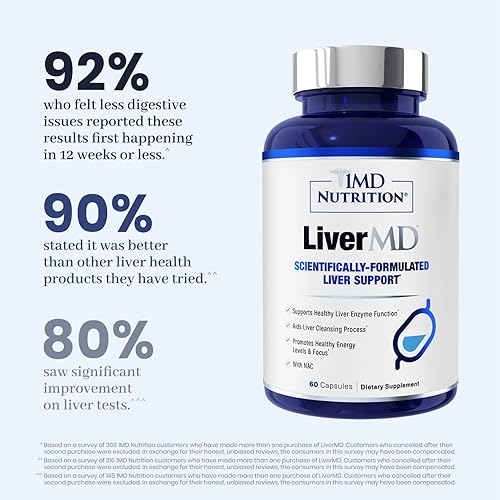 Miniatura 4 de 1MD LiverMD - Suplemento de limpieza del hígado, extracto de cardo de leche Siliphos, altamente biodisponible, estudiado clínicamente para