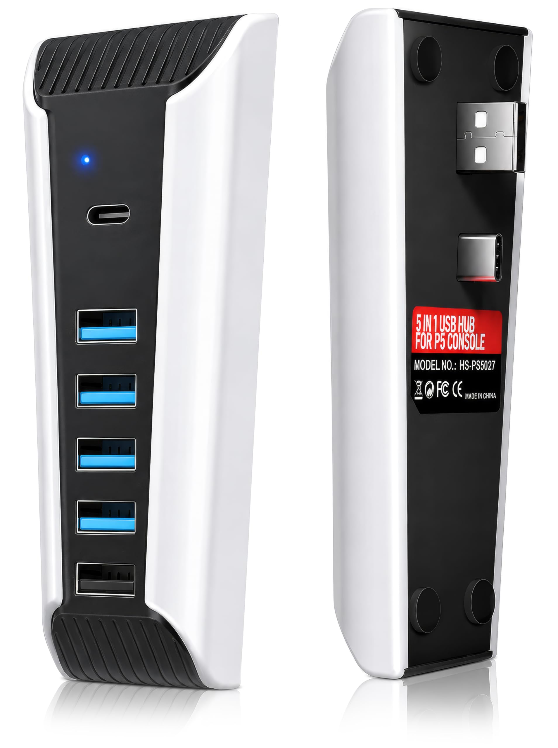 Hub do PS5, przedłużacz ładowarki USB o dużej prędkości, kompatybilny z konsolą do gier Playstation 5, 4 USB + 1 port ładowania USB + 1 port typu C