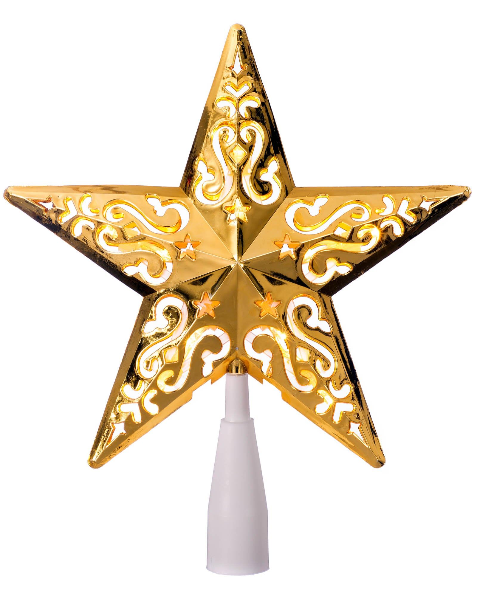 WeRChristmas Star Christmas Tree Topper, LED Lights, Gold, 25 cm
