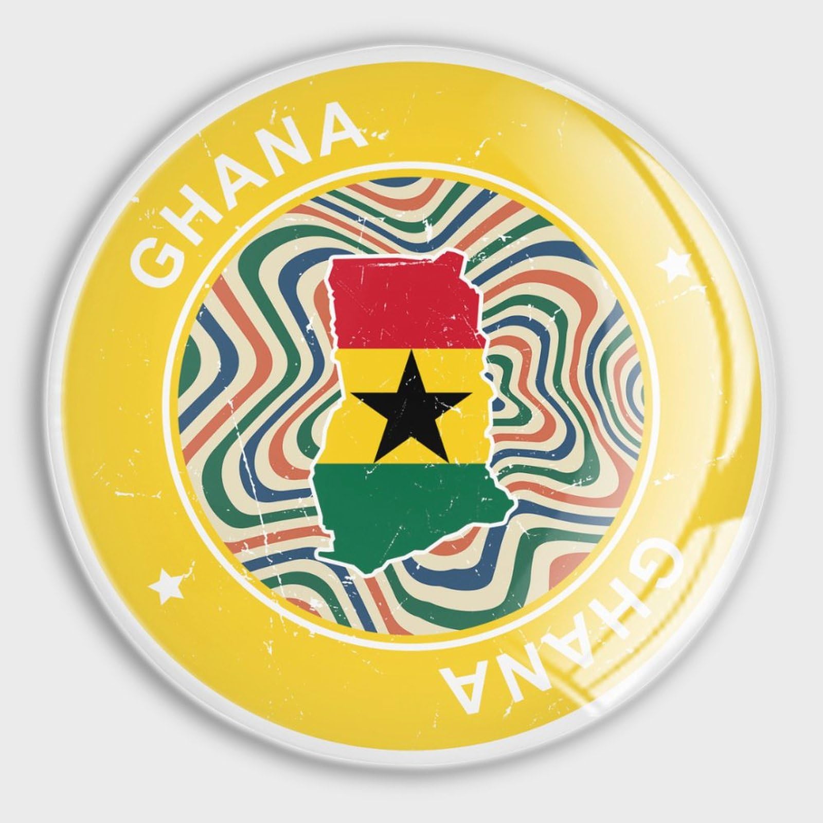 Imanes de cristal con la bandera de Ghana de 4 piezas para nevera y pizarras de oficina