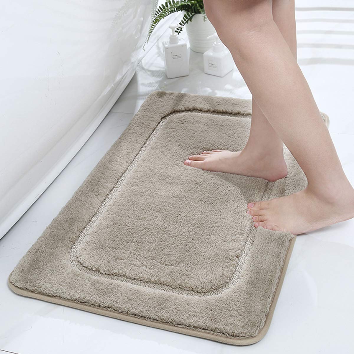 Tapis de bain de luxe de qualité supérieure, 60 x 90 cm, doux, épais, absorbant, lavable en machine et séchage, tapis en peluche pour salle de bain, douche, jacuzzi, spa, jaune citron