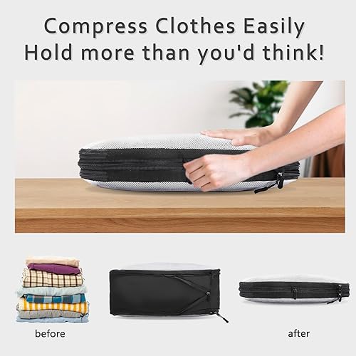 Miniatura 3 de U+U Cubos grandes de compresión para viajes, bolsa organizadora de maleta de compresión de doble cara, accesorios de viaje expandibles para ropa