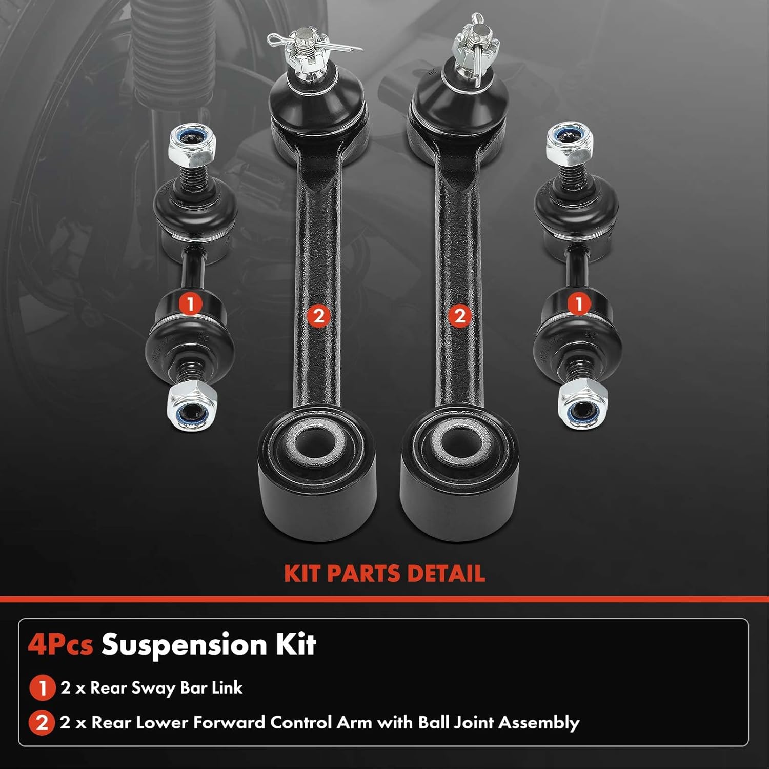 A-Premium Set of 4, Rear Sway Bar Link, Lower Forward Track Bar, Compatible with Kia Sorento 2014-2015 & Hyundai Santa Fe Santa Fe Sport 2013-2018, Santa Fe XL 2015-2019, FWD