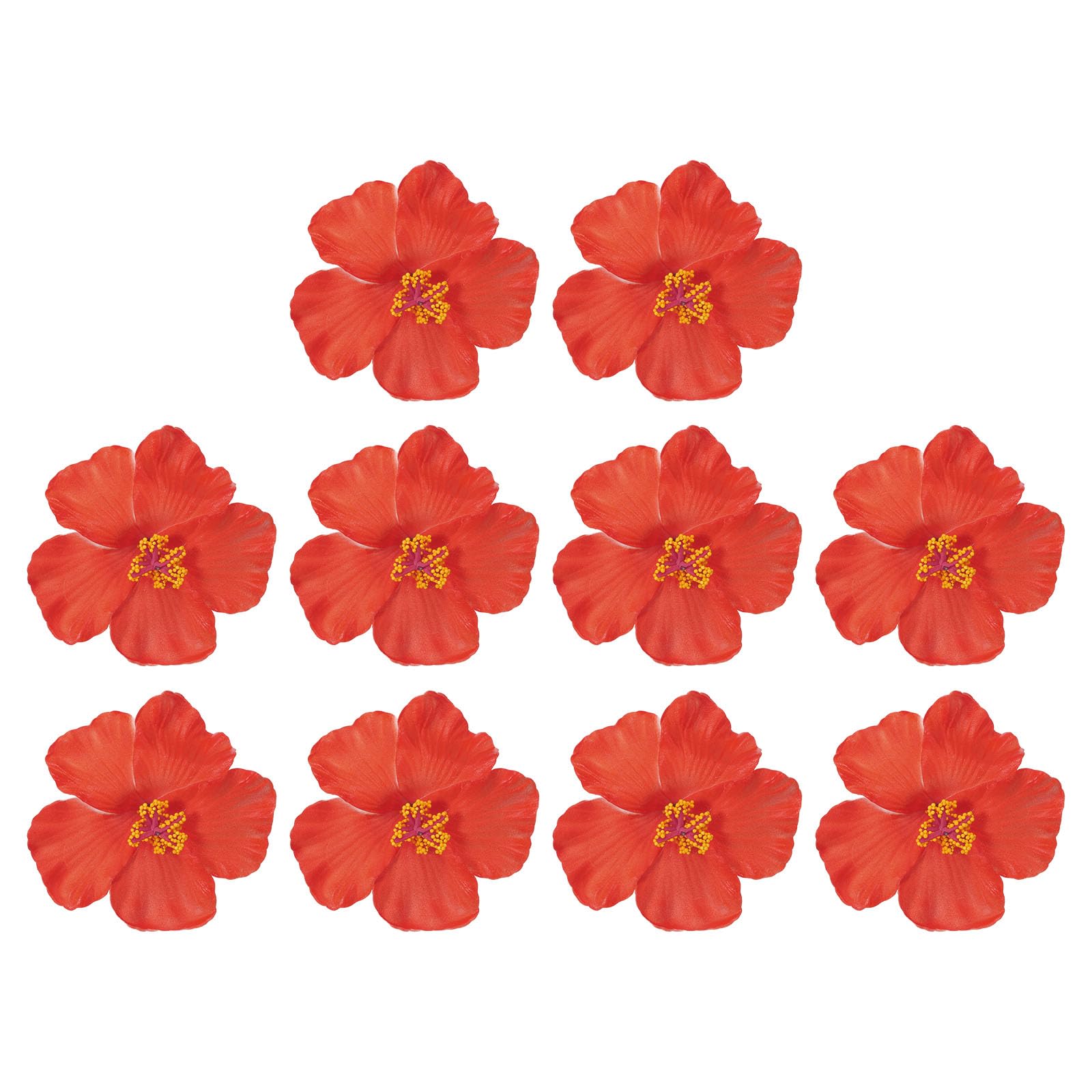 PATIKIL Hawaiian Hibiscus Flowers, 10 Pack Artificial Flowers Hair Clip DIY Foam Hibiscus Flower for Tabletop Decoration Party Favors Supplies, Red