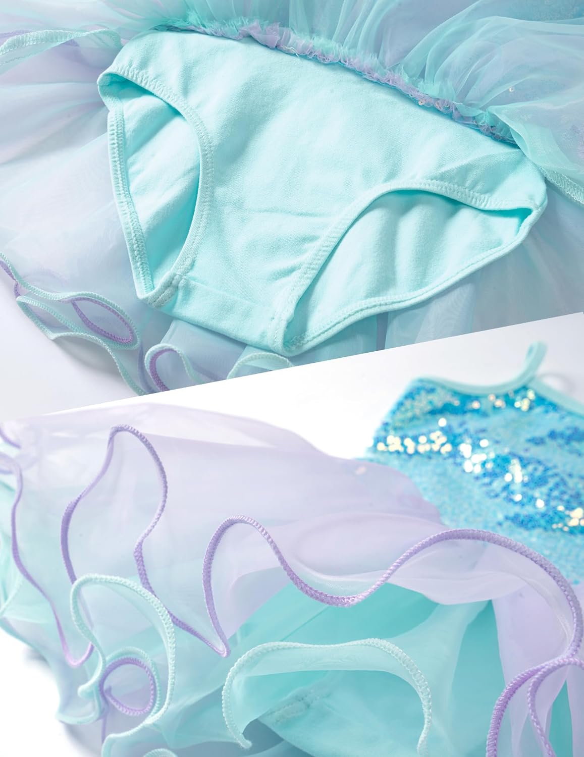 Zaclotre Little Girls Sequin Leotard Sparkly Strap Ballet Leotards Tutu Dress Ballerina Outfit Dance Costume for Kids - Image 4