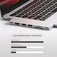 Vista 4 de Satechi Adaptador multipuerto USB C Hub 7 en 1 Pro Slim, USB C Dongle, carga de 100 W, HDMI 4K, USB 4, USB 3.2 Gen 2, lector de tarjetas SD/Micro