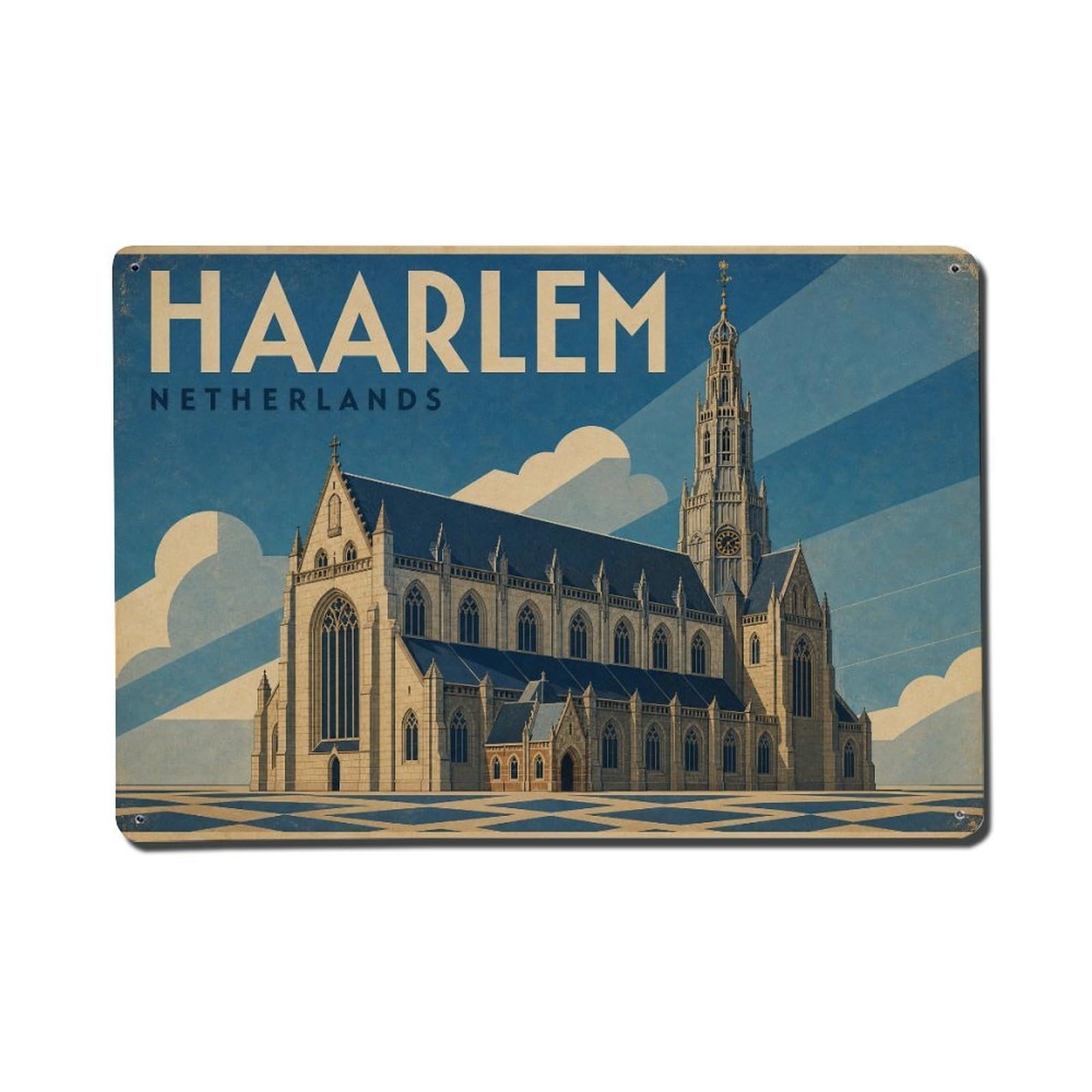 Travel Vintage Netherlands Haarlem Metal Tin Sign