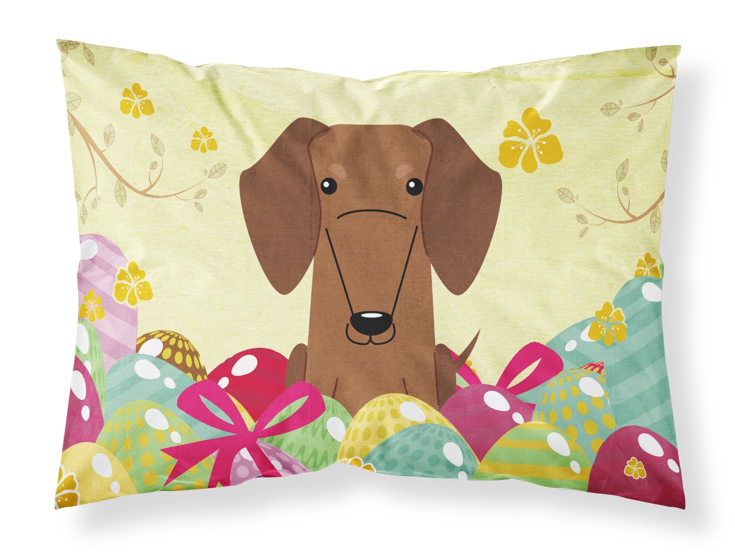 Taie d'oreiller standard en tissu motif œufs de Pâques rouge et marron pour la maison