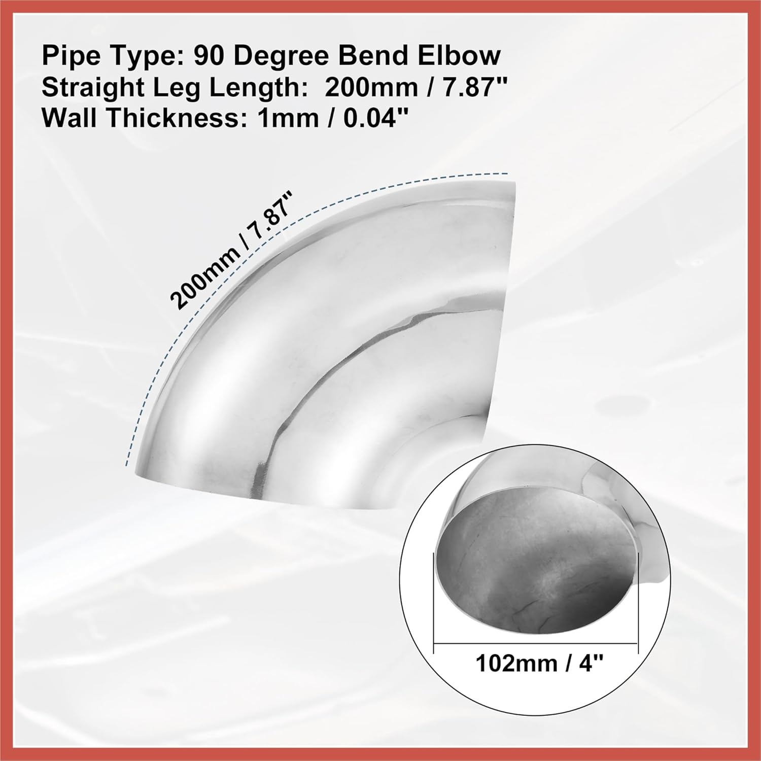 ACROPIX 3pcs OD 4 Inch 90 Degree Mandrel Bend Elbow SS304 Stainless Steel Bend Tube Exhaust Elbow Pipe for Car Arc Length 200mm Silver Tone Car Parts